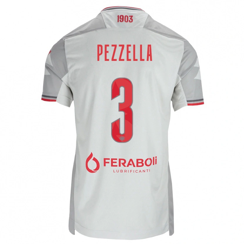 Danxen Dames Giuseppe Pezzella #3 Grijs Wit Rood Uitshirt Uittenue 2026/27 T-Shirt