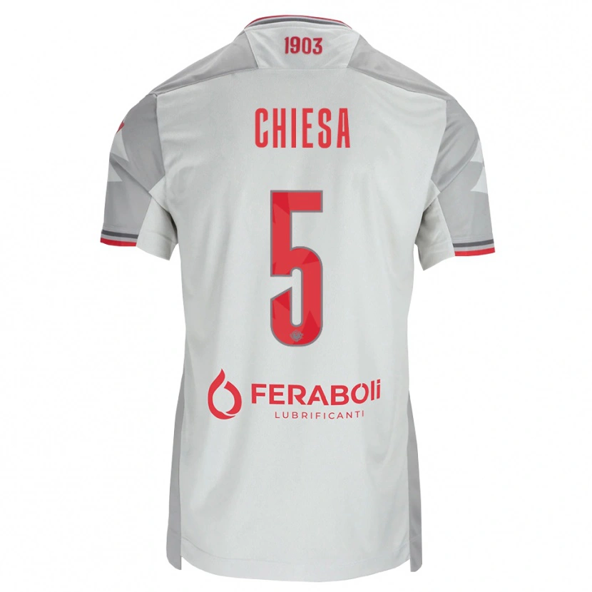 Danxen Dames Mattia Chiesa #5 Grijs Wit Rood Uitshirt Uittenue 2026/27 T-Shirt