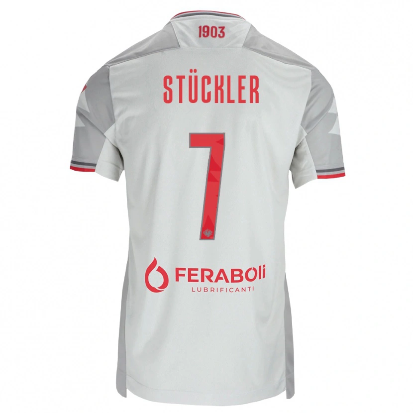 Danxen Dames David Stückler #7 Grijs Wit Rood Uitshirt Uittenue 2026/27 T-Shirt