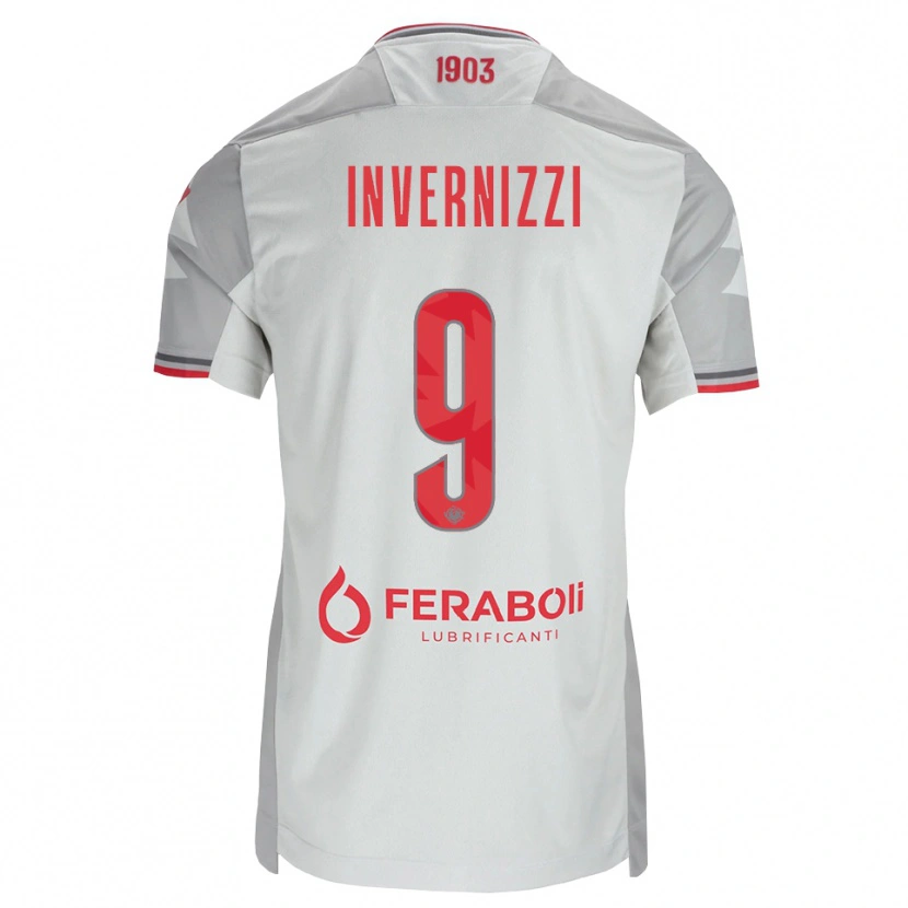 Danxen Dames Leonardo Invernizzi #9 Grijs Wit Rood Uitshirt Uittenue 2026/27 T-Shirt