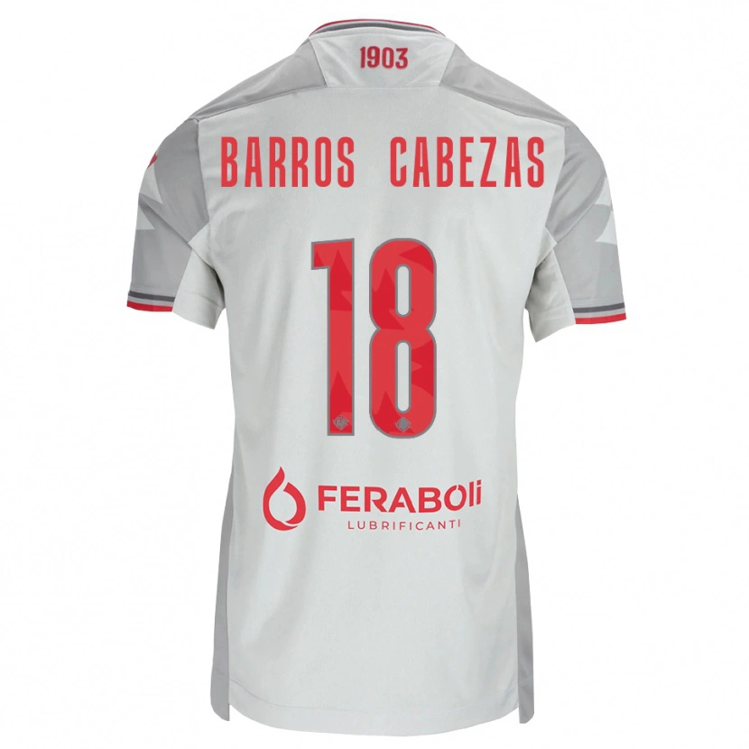 Danxen Dames Ronie Barros Cabezas #18 Grijs Wit Rood Uitshirt Uittenue 2026/27 T-Shirt