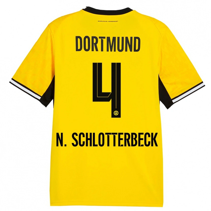Danxen Kinderen Nico Schlotterbeck #4 Geel Zwart Wit Thuisshirt Thuistenue 2026/27 T-Shirt