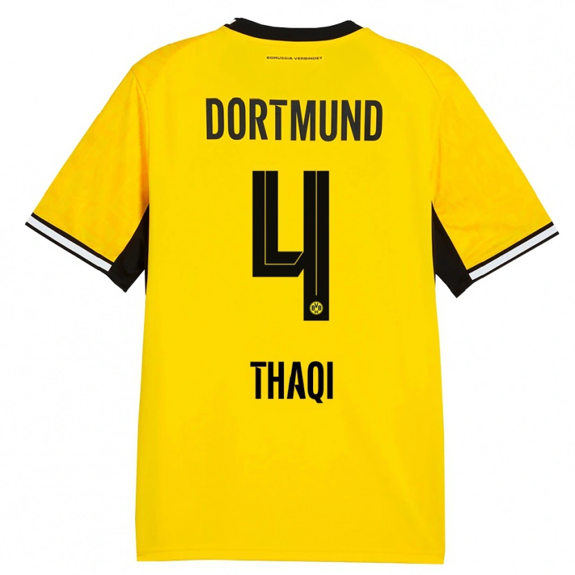 Danxen Kinderen Albin Thaqi #4 Geel Zwart Wit Thuisshirt Thuistenue 2026/27 T-Shirt