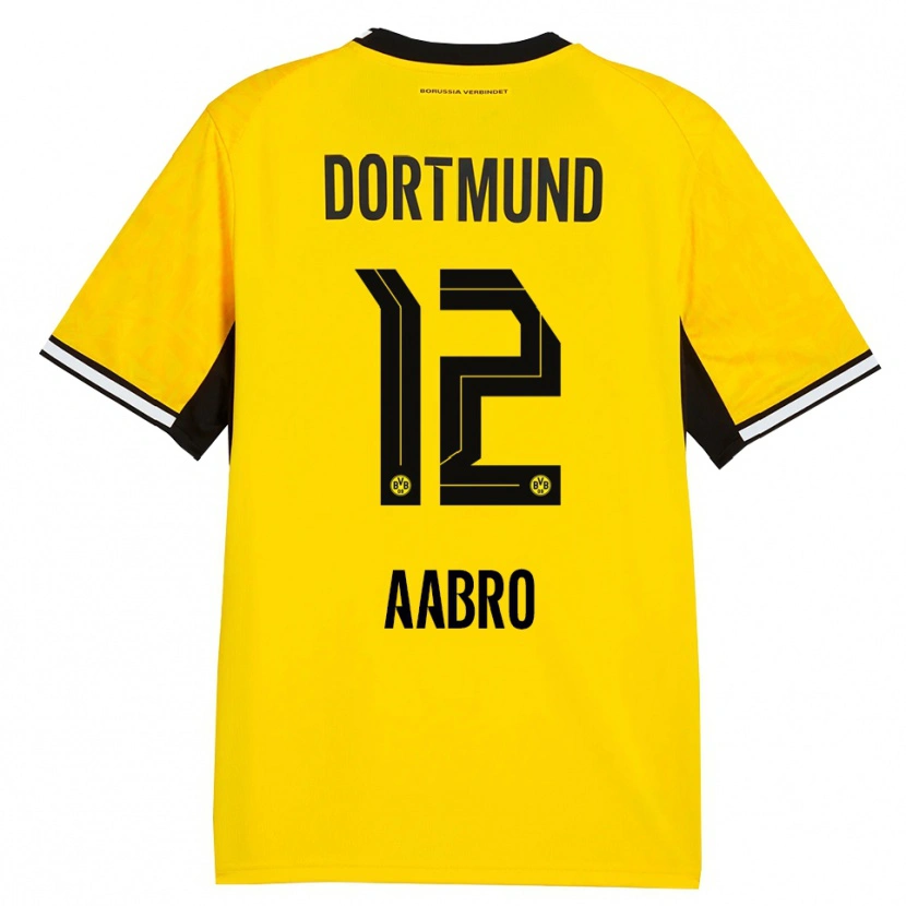 Danxen Kinderen Gustav Aabro #12 Geel Zwart Wit Thuisshirt Thuistenue 2026/27 T-Shirt