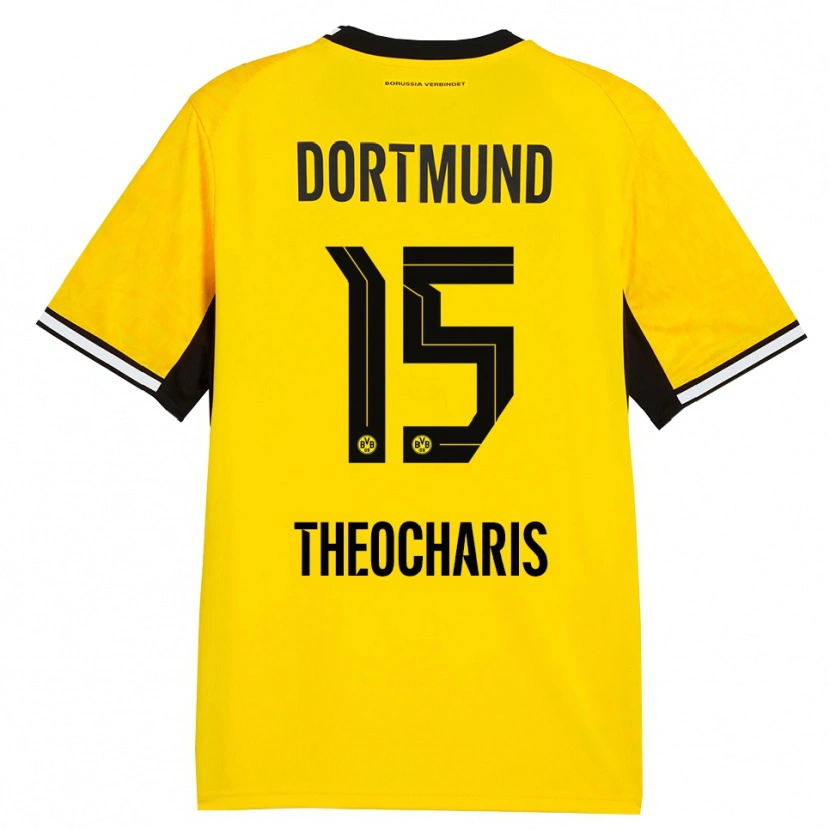 Danxen Kinderen Elefterios Theocharis #15 Geel Zwart Wit Thuisshirt Thuistenue 2026/27 T-Shirt