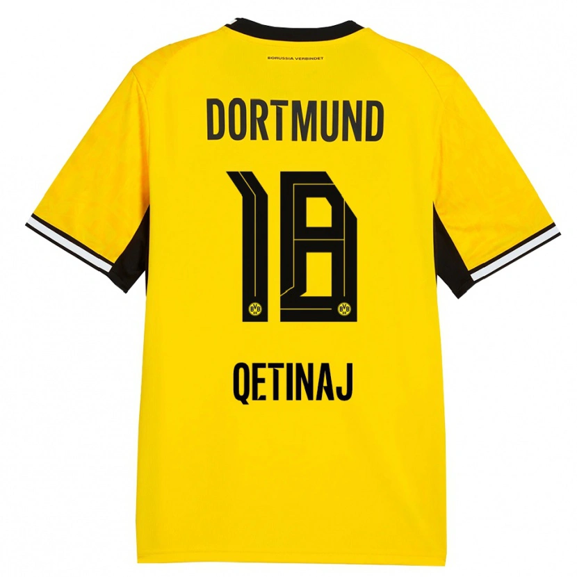 Danxen Kinderen Edon Qetinaj #18 Geel Zwart Wit Thuisshirt Thuistenue 2026/27 T-Shirt
