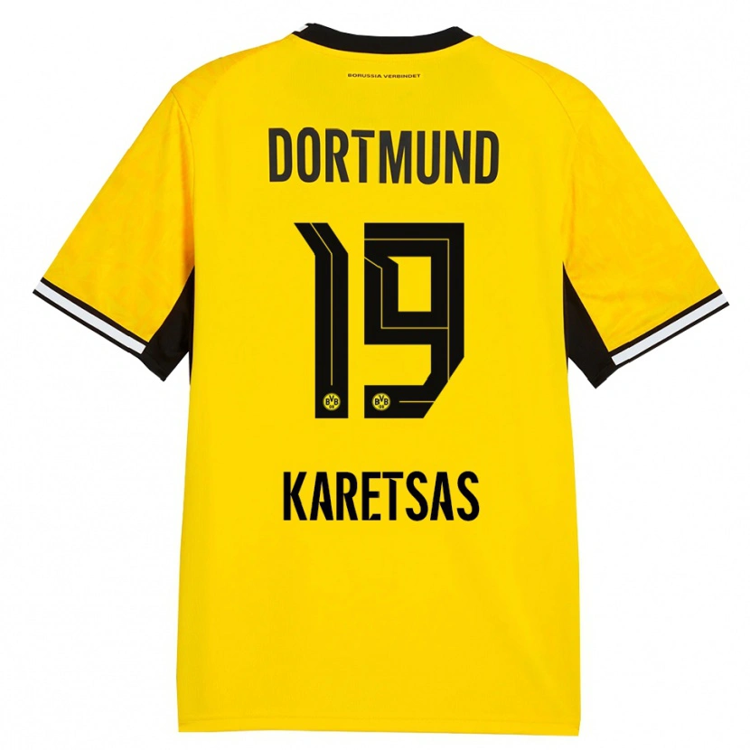 Danxen Kinderen Konstantinos Karetsas #19 Geel Zwart Wit Thuisshirt Thuistenue 2026/27 T-Shirt