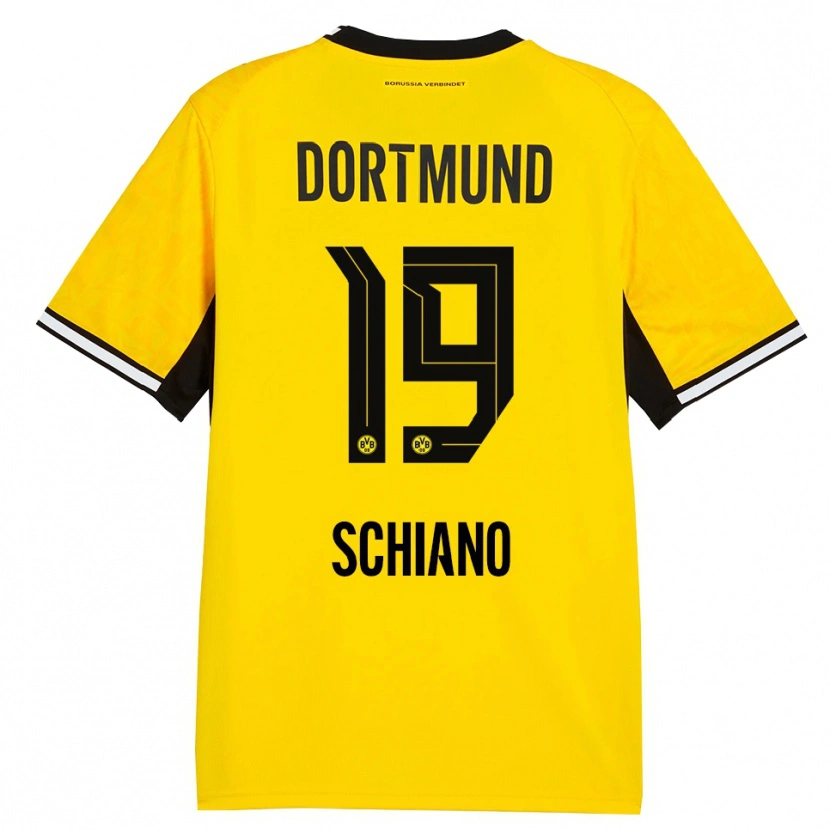 Danxen Kinderen Emilio Schiano #19 Geel Zwart Wit Thuisshirt Thuistenue 2026/27 T-Shirt