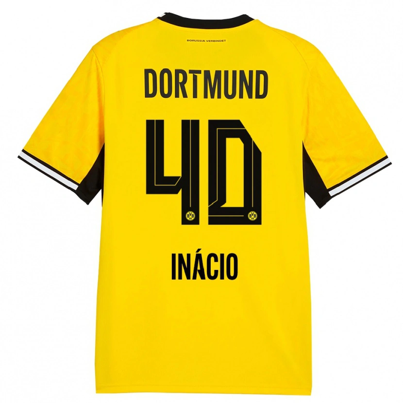 Danxen Kinderen Samuele Inácio #40 Geel Zwart Wit Thuisshirt Thuistenue 2026/27 T-Shirt