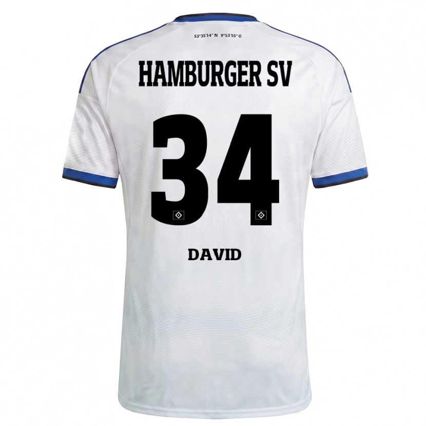 Danxen Kinderen Jonas David #34 Wit Zwart Blauw Thuisshirt Thuistenue 2026/27 T-Shirt