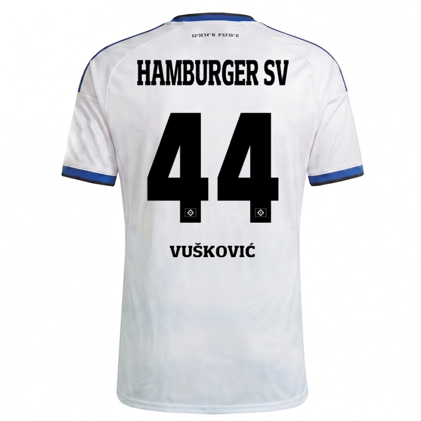 Danxen Kinderen Mario Vuskovic #44 Wit Zwart Blauw Thuisshirt Thuistenue 2026/27 T-Shirt
