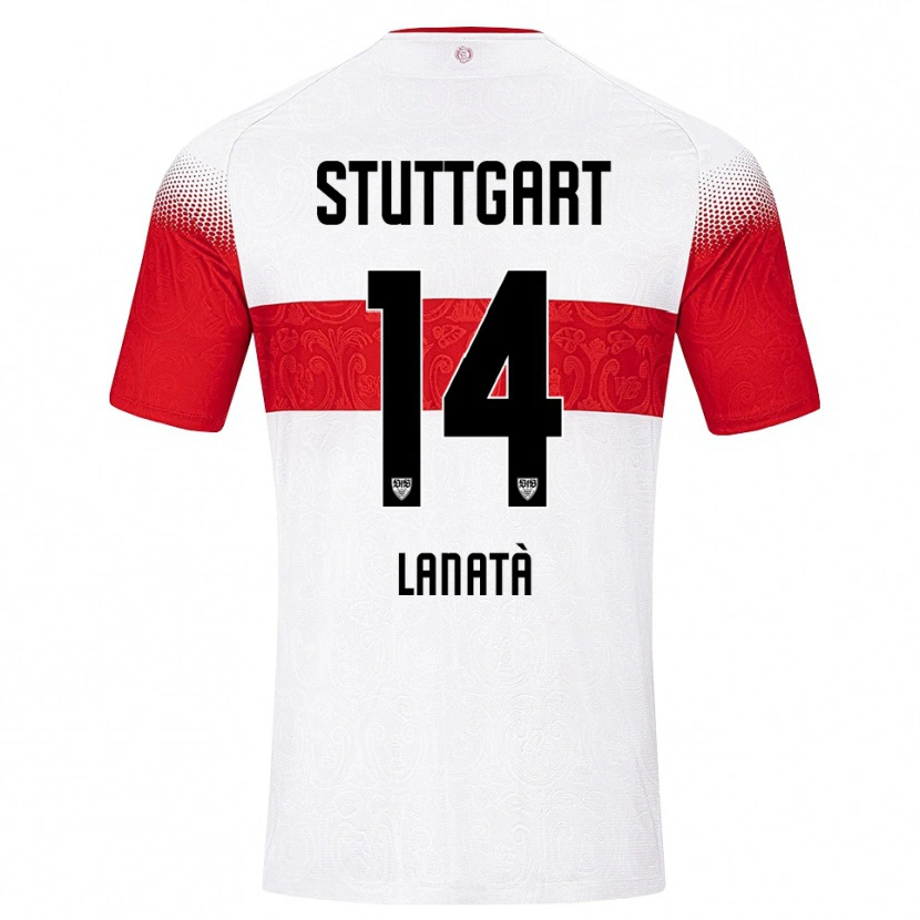 Danxen Kinderen Domenico Lanatà #14 Wit Rood Geel Thuisshirt Thuistenue 2026/27 T-Shirt