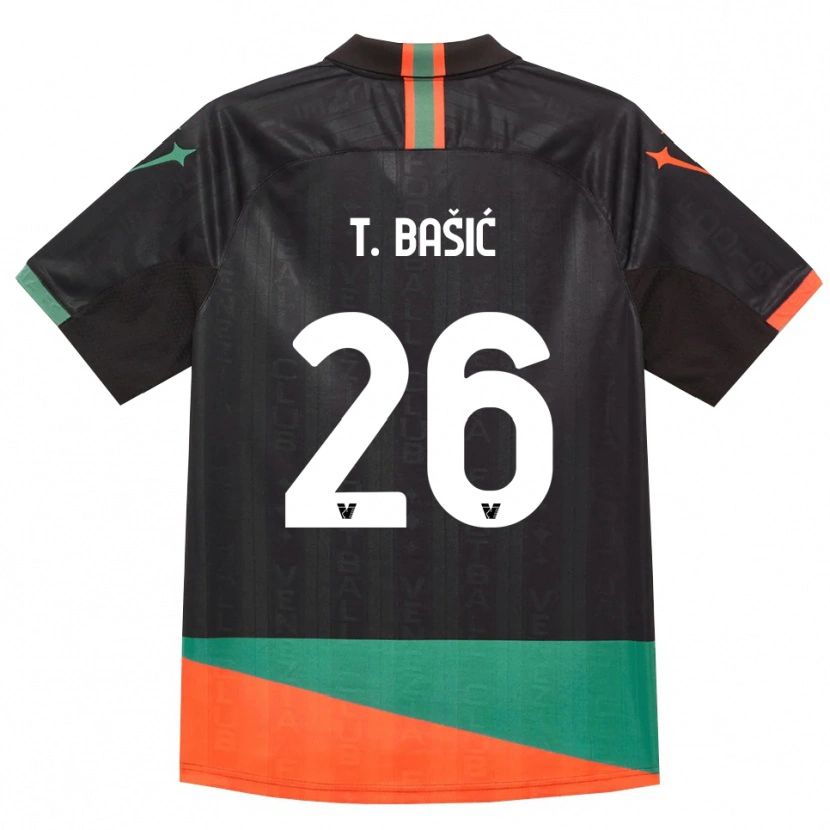 Danxen Kinderen Toma Bašić #26 Zwart Oranje Groen Thuisshirt Thuistenue 2026/27 T-Shirt