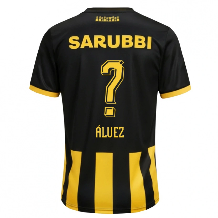 Danxen Kinderen Santiago Álvez #0 Zwart Geel Thuisshirt Thuistenue 2026/27 T-Shirt