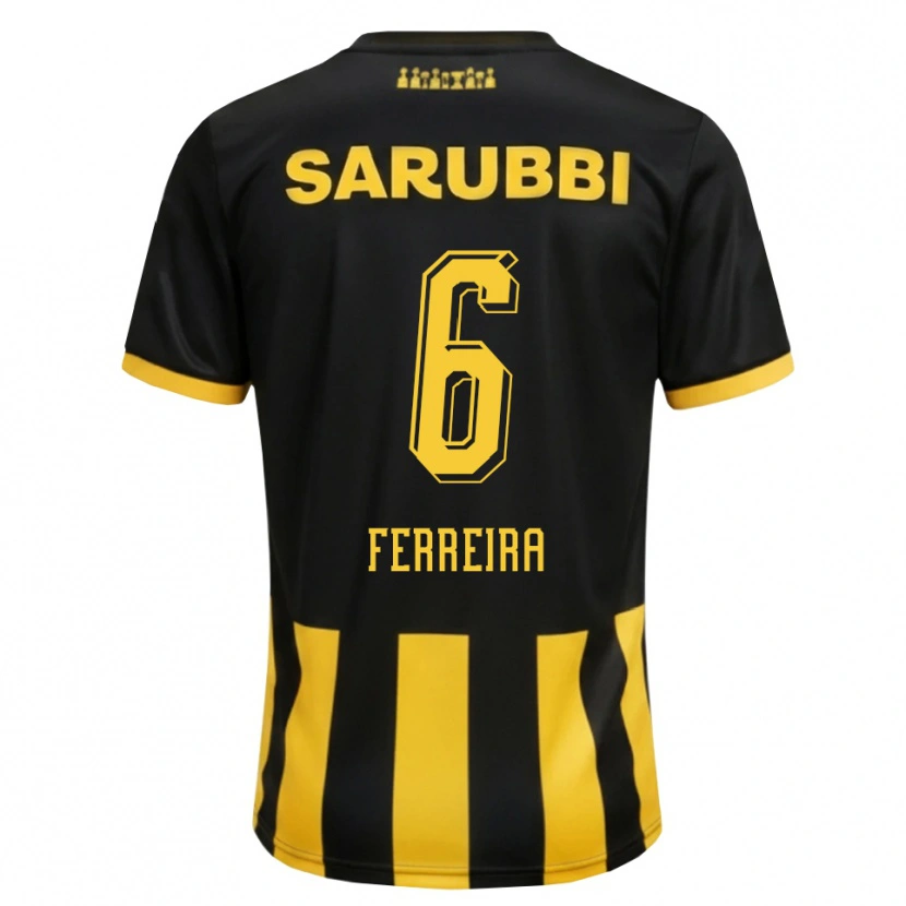 Danxen Kinderen Lucas Ferreira #6 Zwart Geel Thuisshirt Thuistenue 2026/27 T-Shirt