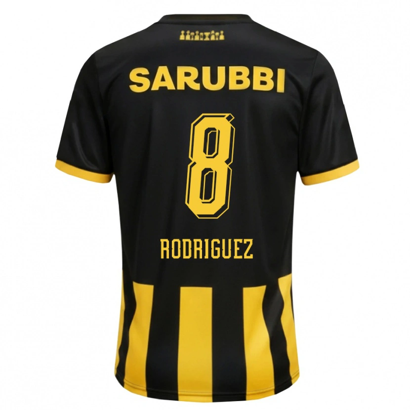 Danxen Kinderen Sebastián Rodríguez #8 Zwart Geel Thuisshirt Thuistenue 2026/27 T-Shirt