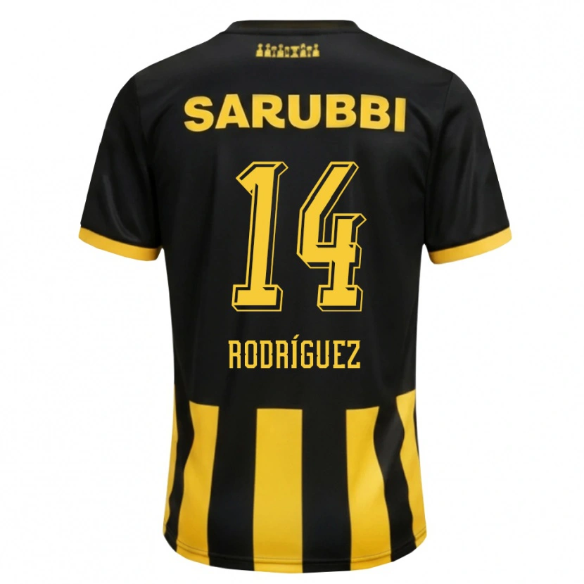 Danxen Kinderen Kevin Rodríguez #14 Zwart Geel Thuisshirt Thuistenue 2026/27 T-Shirt