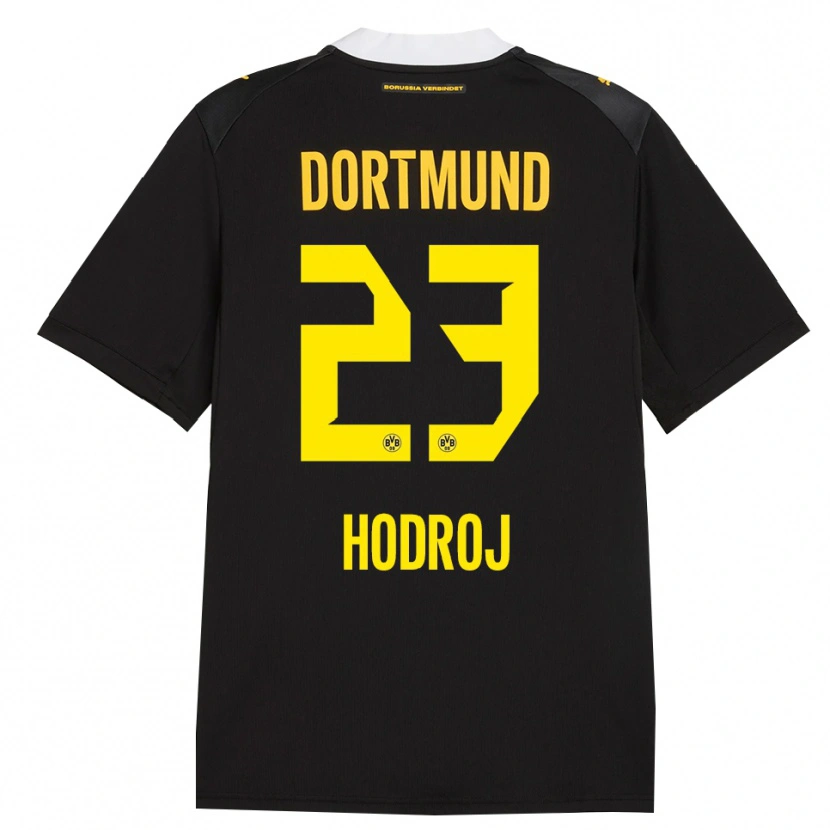 Danxen Kinderen Malik Hodroj #23 Zwart Rood Geel Uitshirt Uittenue 2026/27 T-Shirt