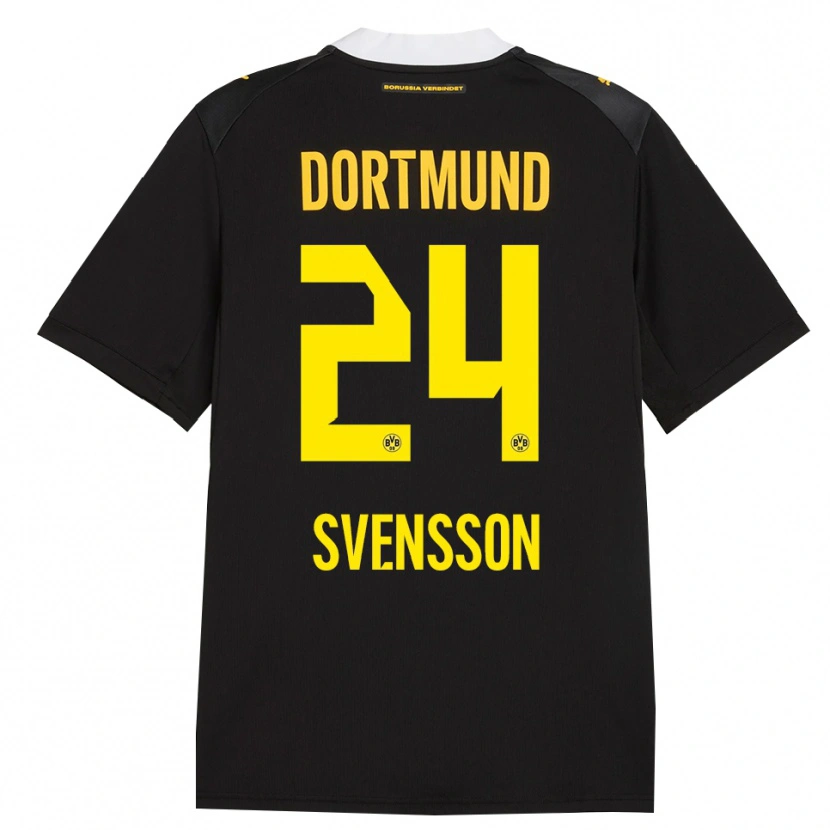 Danxen Kinderen Daniel Svensson #24 Zwart Rood Geel Uitshirt Uittenue 2026/27 T-Shirt