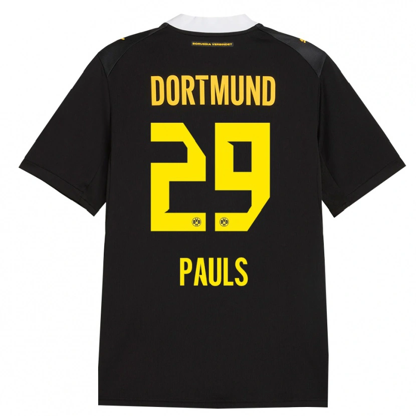 Danxen Kinderen Emilia Pauls #29 Zwart Rood Geel Uitshirt Uittenue 2026/27 T-Shirt