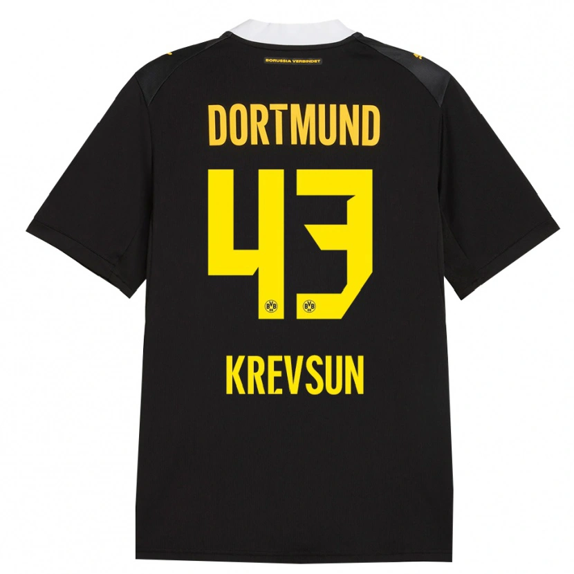 Danxen Kinderen Danylo Krevsun #43 Zwart Rood Geel Uitshirt Uittenue 2026/27 T-Shirt