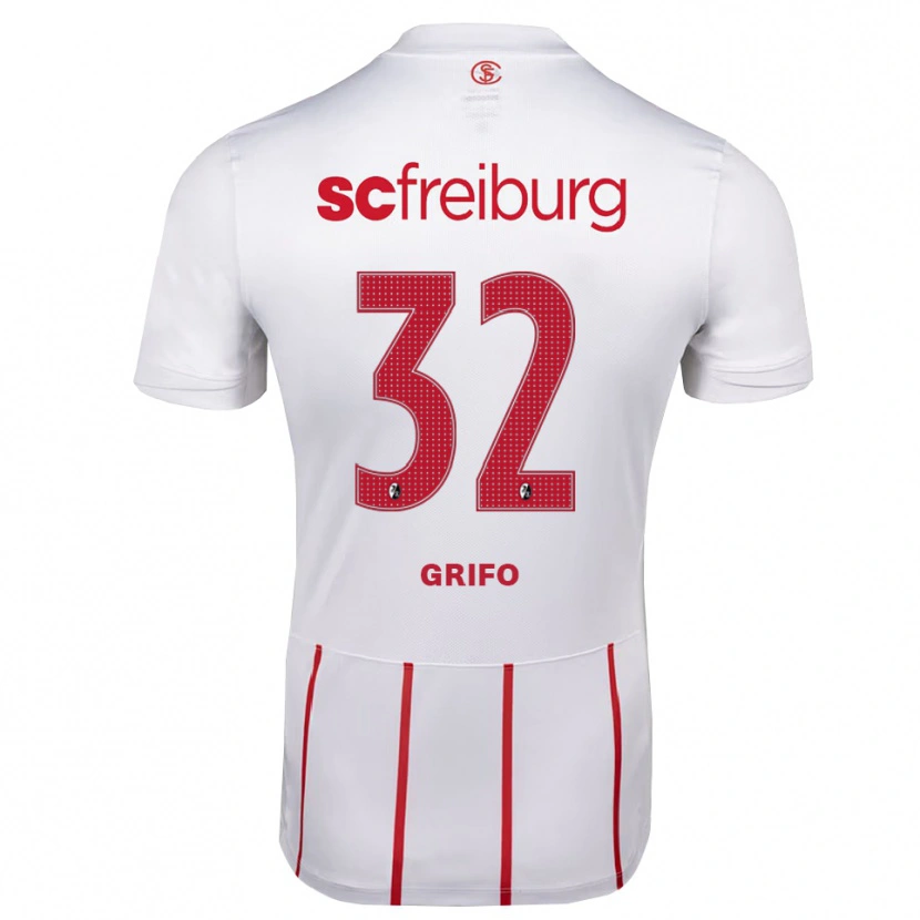 Danxen Kinderen Vincenzo Grifo #32 Wit Rood Geel Uitshirt Uittenue 2026/27 T-Shirt