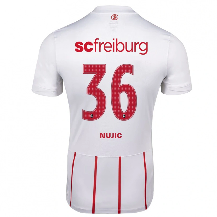 Danxen Kinderen Luka Nujic #36 Wit Rood Geel Uitshirt Uittenue 2026/27 T-Shirt