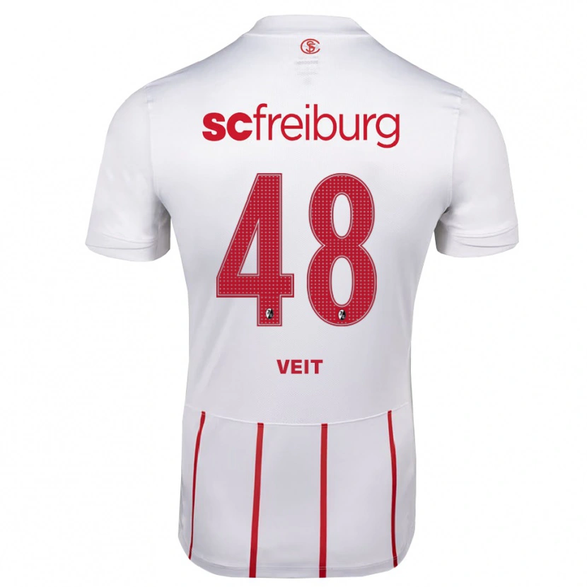 Danxen Kinderen Jannik Veit #48 Wit Rood Geel Uitshirt Uittenue 2026/27 T-Shirt