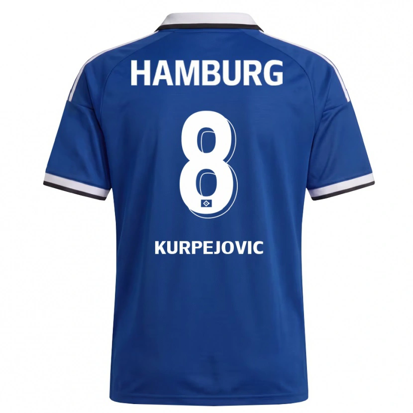 Danxen Kinderen Emin Kurpejovic #8 Wit Blauw Uitshirt Uittenue 2026/27 T-Shirt