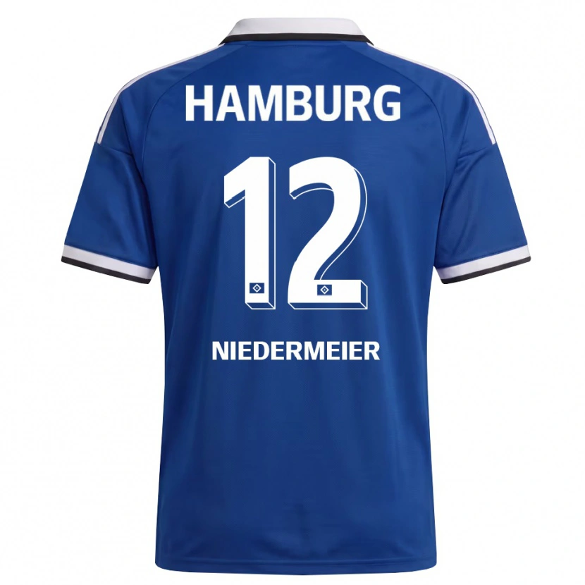 Danxen Kinderen Philipp Niedermeier #12 Wit Blauw Uitshirt Uittenue 2026/27 T-Shirt