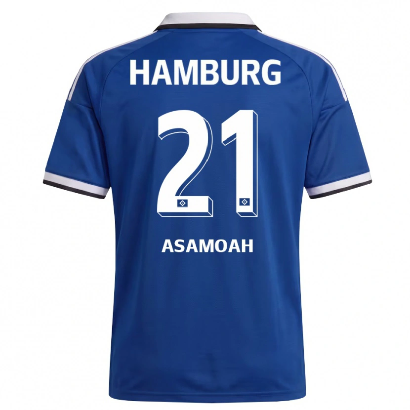 Danxen Kinderen Justin Asamoah #21 Wit Blauw Uitshirt Uittenue 2026/27 T-Shirt