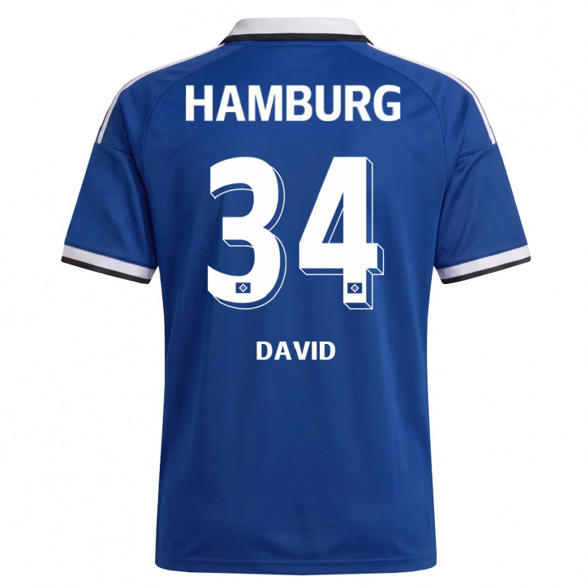 Danxen Kinderen Jonas David #34 Wit Blauw Uitshirt Uittenue 2026/27 T-Shirt