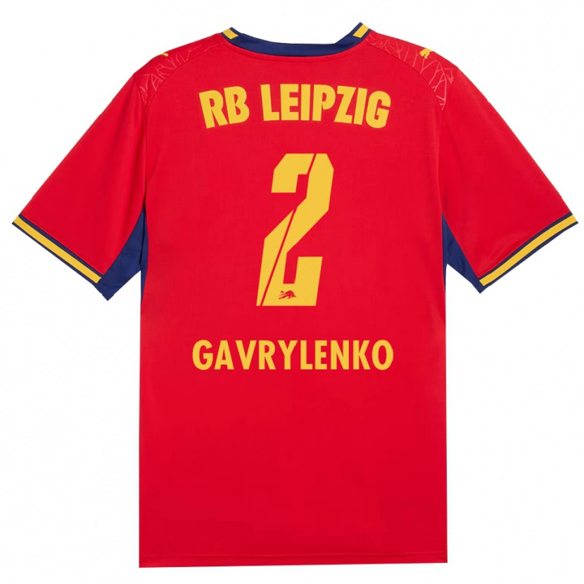Danxen Kinderen Oleksandr Gavrylenko #2 Rood Geel Koninklijk Blauw Uitshirt Uittenue 2026/27 T-Shirt