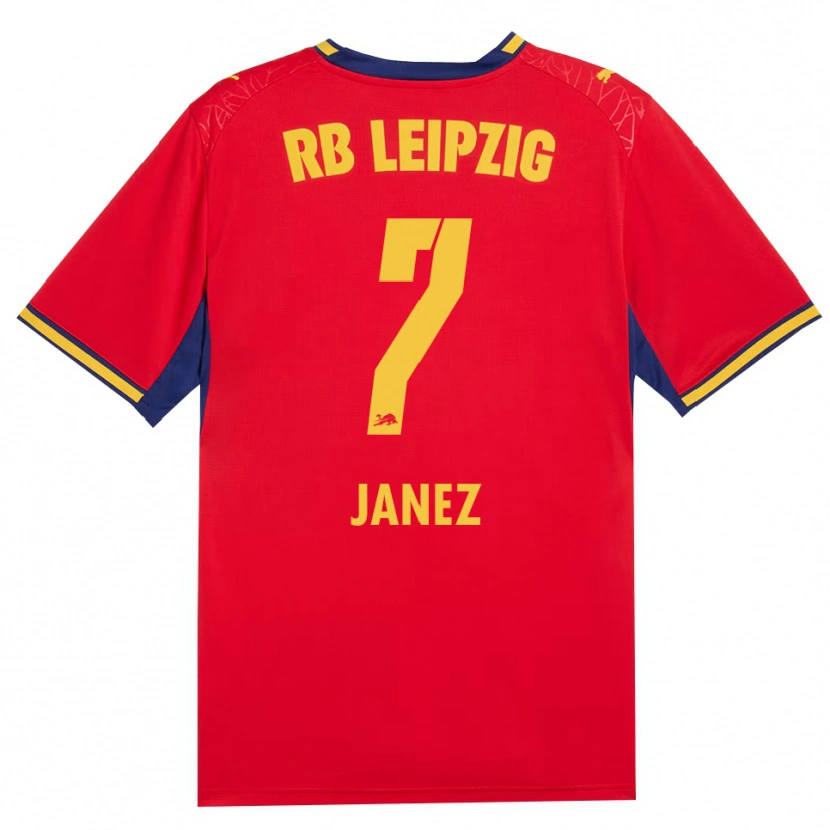 Danxen Kinderen Korina Lara Janež #7 Rood Geel Koninklijk Blauw Uitshirt Uittenue 2026/27 T-Shirt