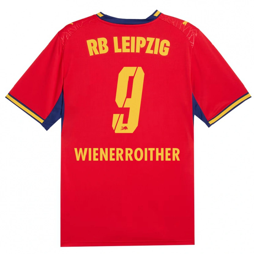 Danxen Kinderen Katja Wienerroither #9 Rood Geel Koninklijk Blauw Uitshirt Uittenue 2026/27 T-Shirt