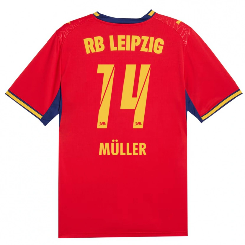Danxen Kinderen Hannes Müller #14 Rood Geel Koninklijk Blauw Uitshirt Uittenue 2026/27 T-Shirt