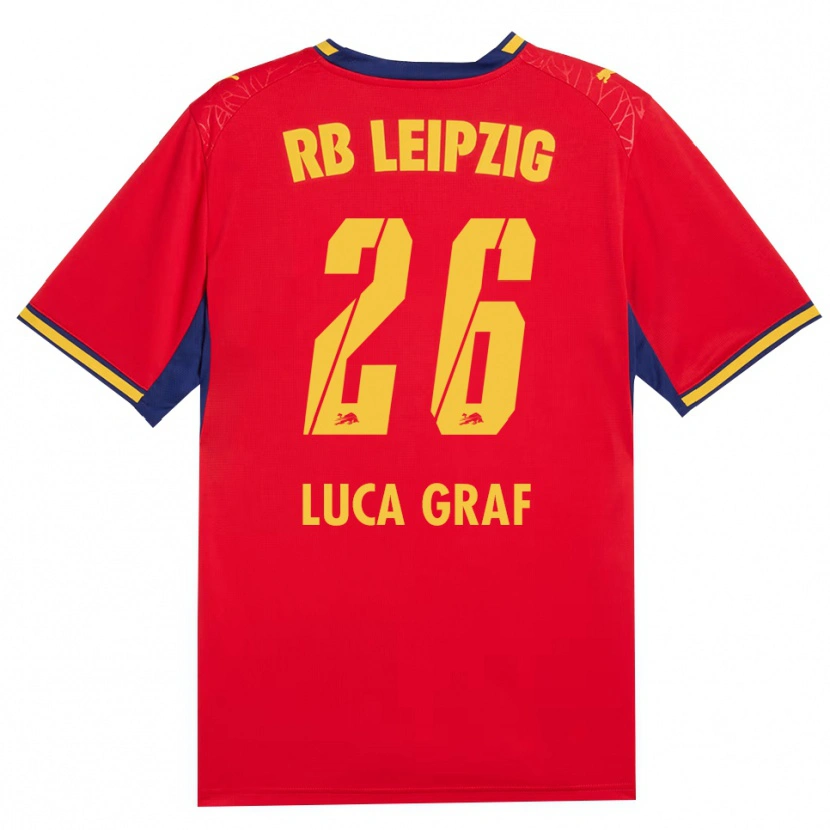 Danxen Kinderen Luca Marie Graf #26 Rood Geel Koninklijk Blauw Uitshirt Uittenue 2026/27 T-Shirt