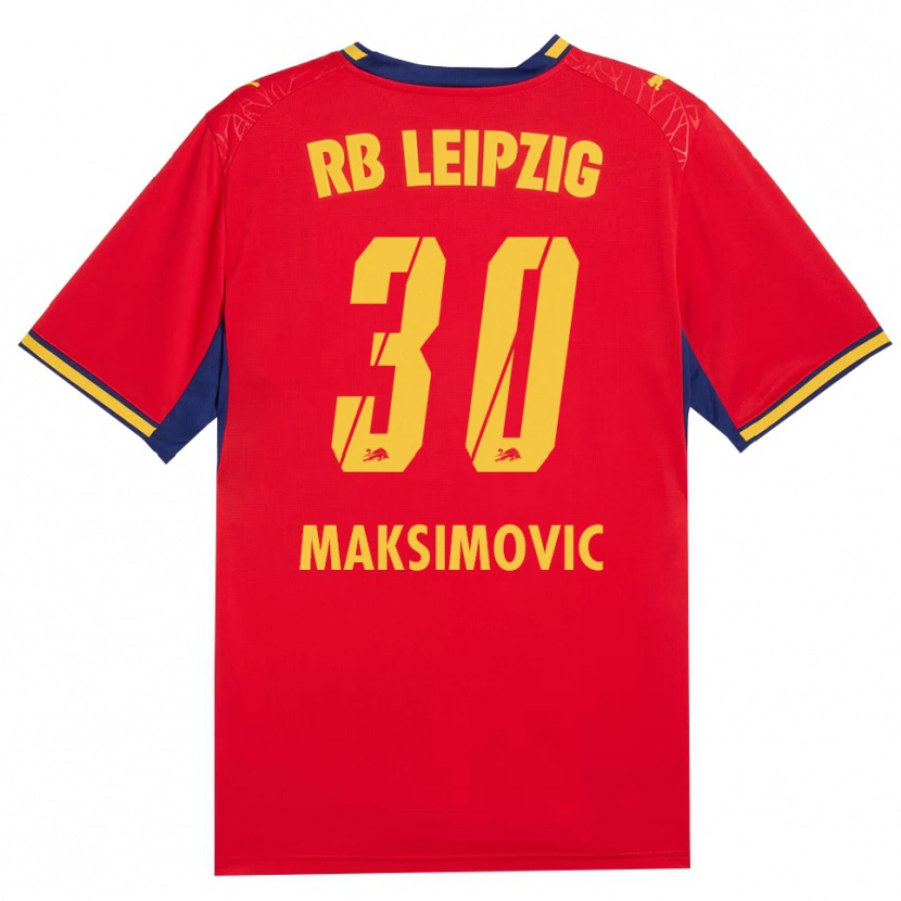 Danxen Kinderen Andrija Maksimovic #30 Rood Geel Koninklijk Blauw Uitshirt Uittenue 2026/27 T-Shirt