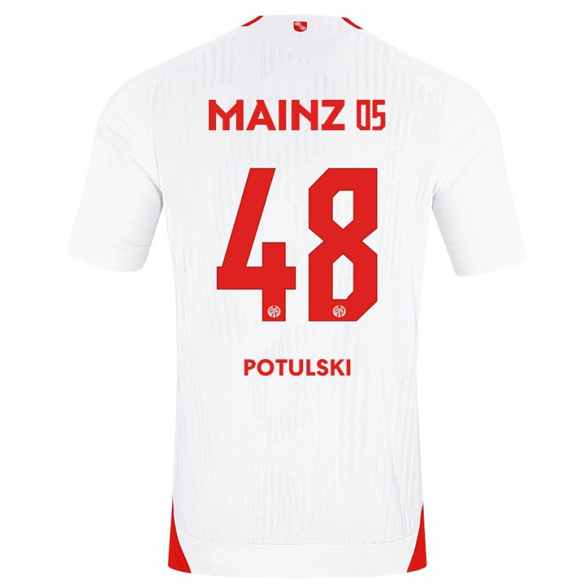 Danxen Kinderen Kacper Potulski #48 Wit Rood Geel Uitshirt Uittenue 2026/27 T-Shirt