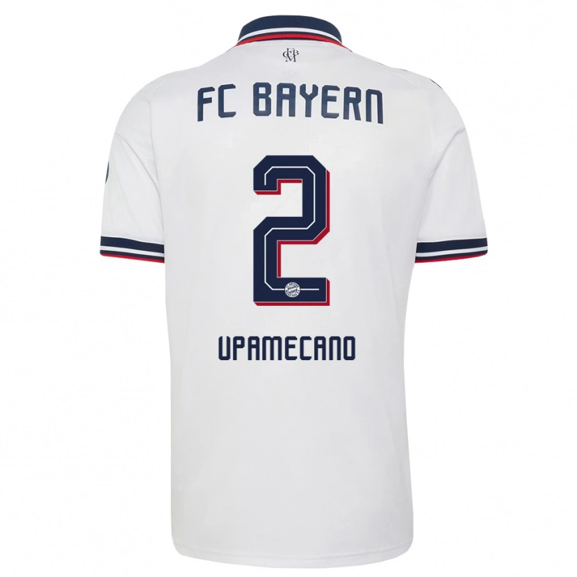Danxen Kinderen Dayot Upamecano #2 Wit Grijs Rood Uitshirt Uittenue 2026/27 T-Shirt