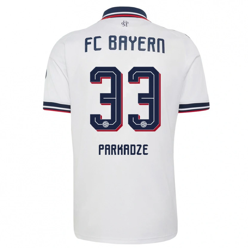 Danxen Kinderen Luka Parkadze #33 Wit Grijs Rood Uitshirt Uittenue 2026/27 T-Shirt