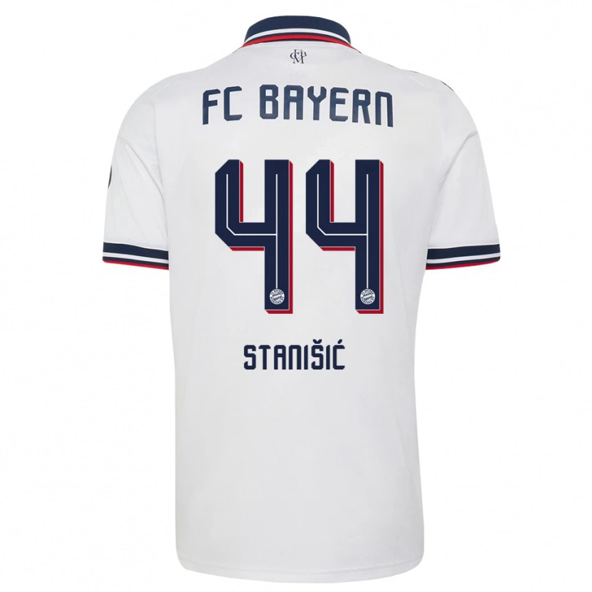 Danxen Kinderen Josip Stanisic #44 Wit Grijs Rood Uitshirt Uittenue 2026/27 T-Shirt