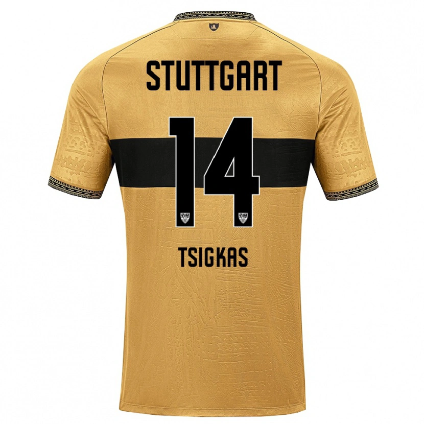 Danxen Kinderen Mattheos Tsigkas #14 Bruin Zwart Wit Uitshirt Uittenue 2026/27 T-Shirt