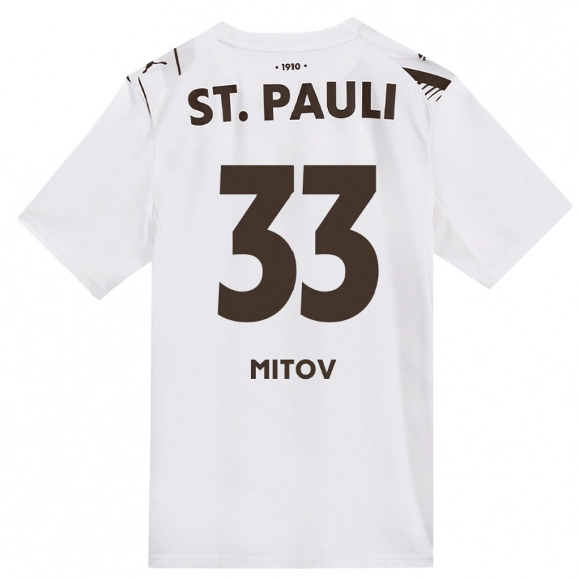 Danxen Kinderen Dimitar Mitov #33 Cafe Wit Rood Uitshirt Uittenue 2026/27 T-Shirt