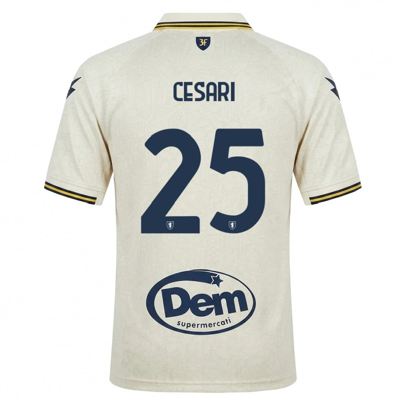 Danxen Kinderen Nicolò Cesari #25 Oldlace Geel Zwart Uitshirt Uittenue 2026/27 T-Shirt
