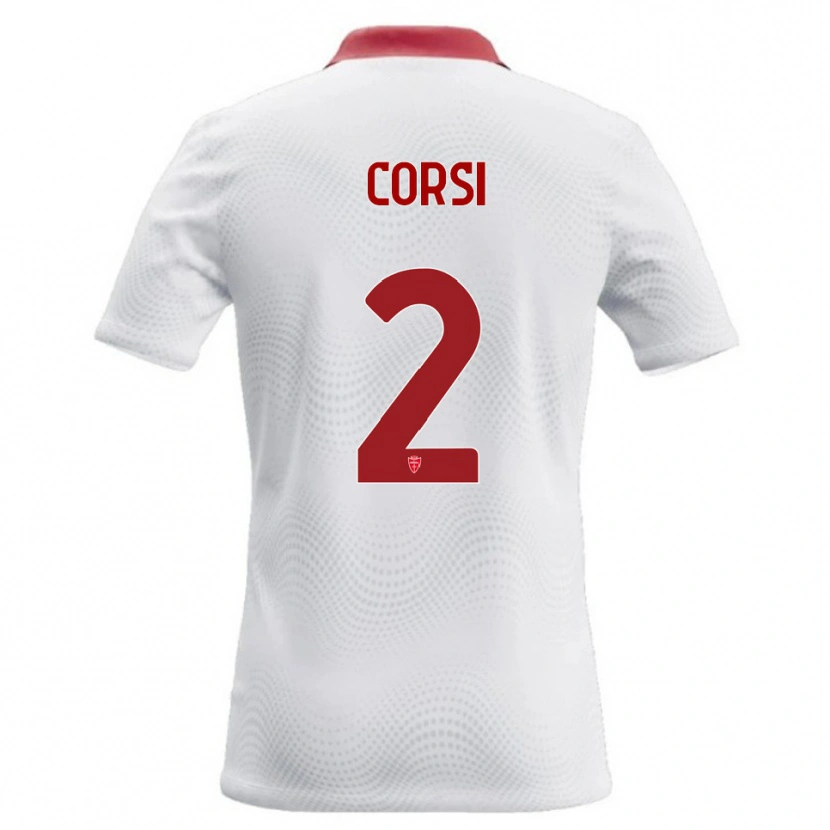 Danxen Kinderen Giovanni Corsi #2 Wit Rood Uitshirt Uittenue 2026/27 T-Shirt