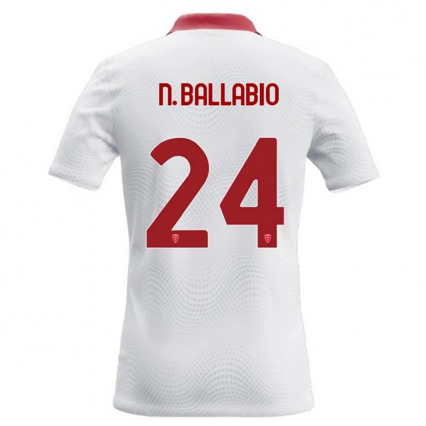 Danxen Kinderen Nicolò Ballabio #24 Wit Rood Uitshirt Uittenue 2026/27 T-Shirt