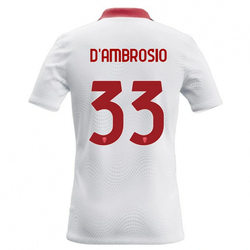 Danxen Kinderen Danilo D'ambrosio #33 Wit Rood Uitshirt Uittenue 2026/27 T-Shirt