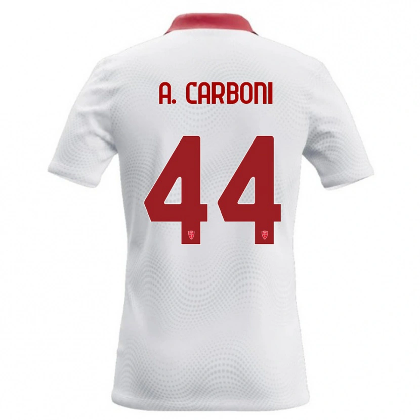 Danxen Kinderen Andrea Carboni #44 Wit Rood Uitshirt Uittenue 2026/27 T-Shirt