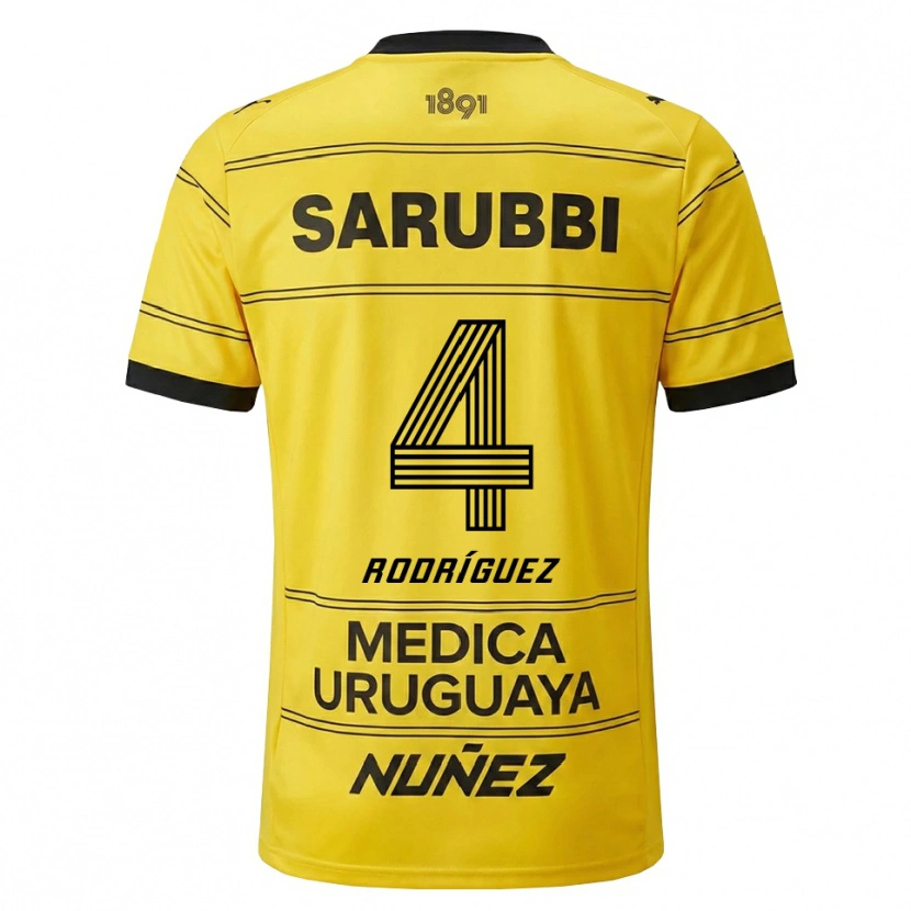 Danxen Kinderen Guzmán Rodríguez #4 Geel Zwart Uitshirt Uittenue 2026/27 T-Shirt